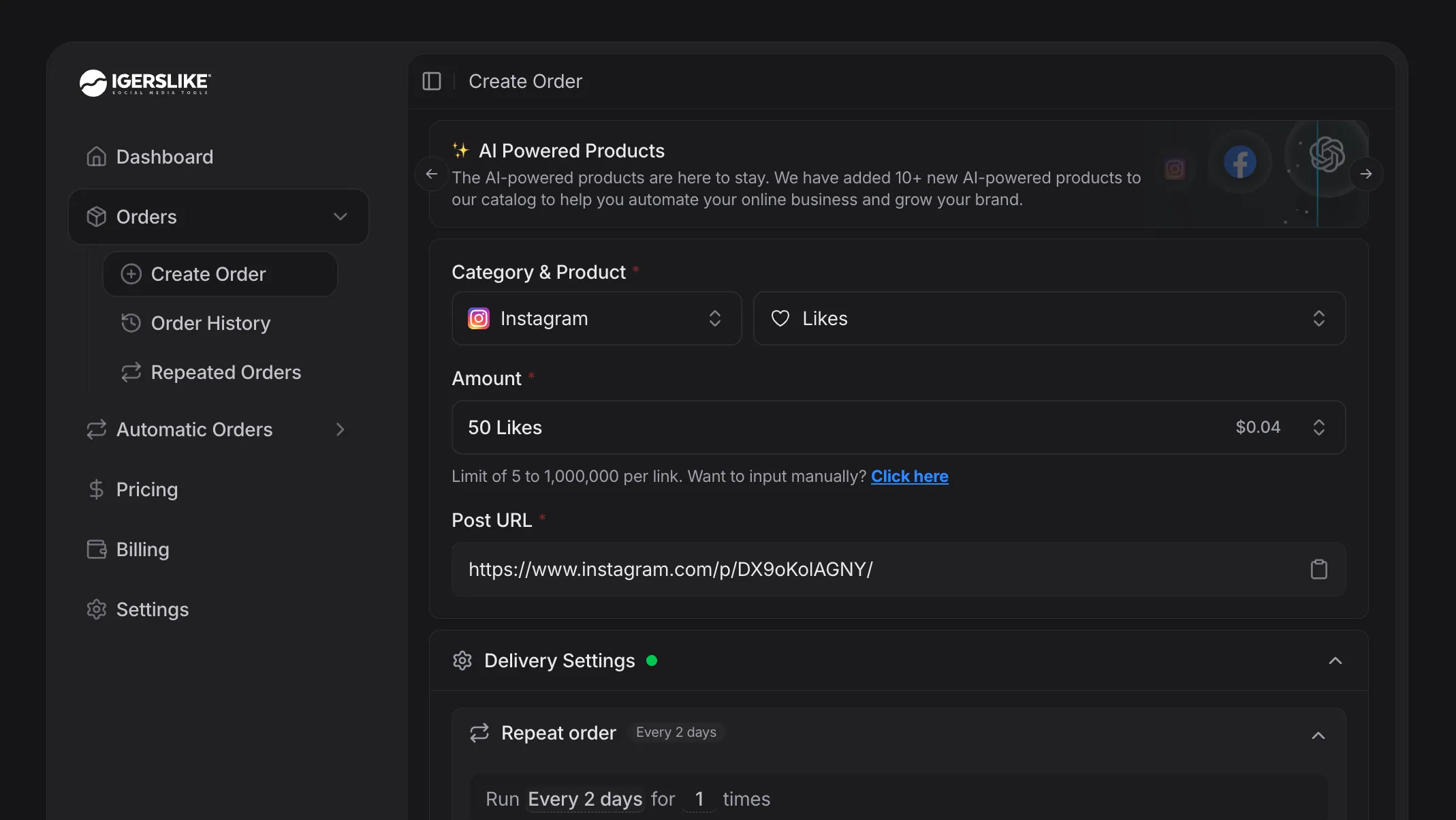 Orders preview